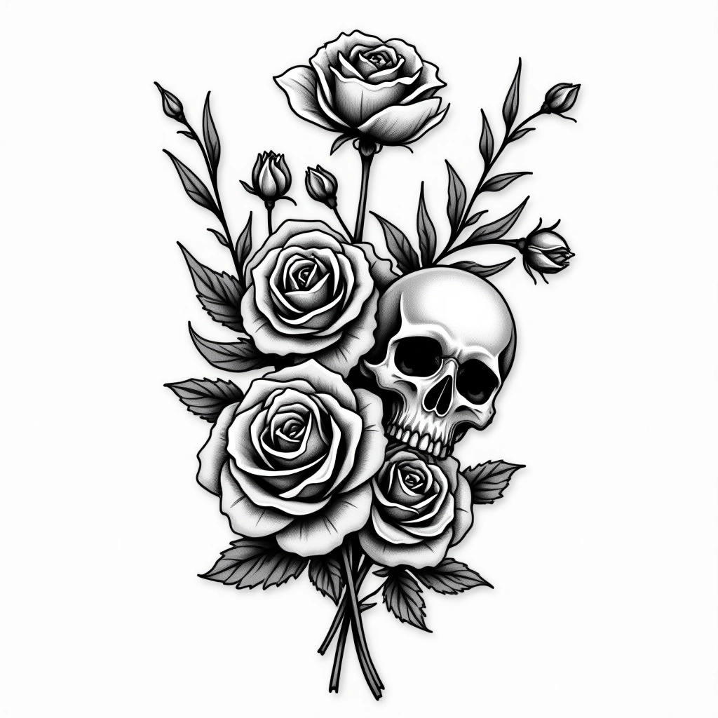 Tatouage fleur en style chicano, design généré par IA
