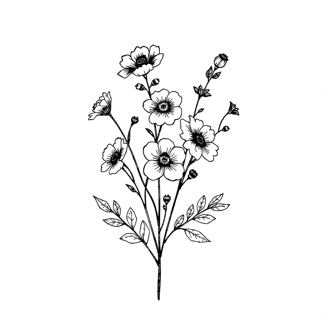 Tatouage fleur en style dotwork