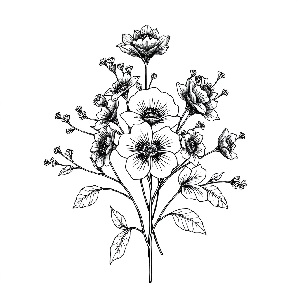 Tatouage fleur en style ornemental, design généré par IA