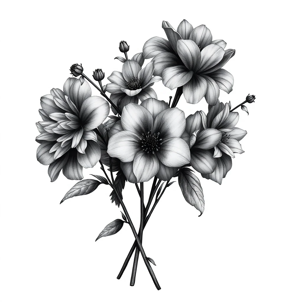 Tatouage fleur en style réaliste, design généré par IA