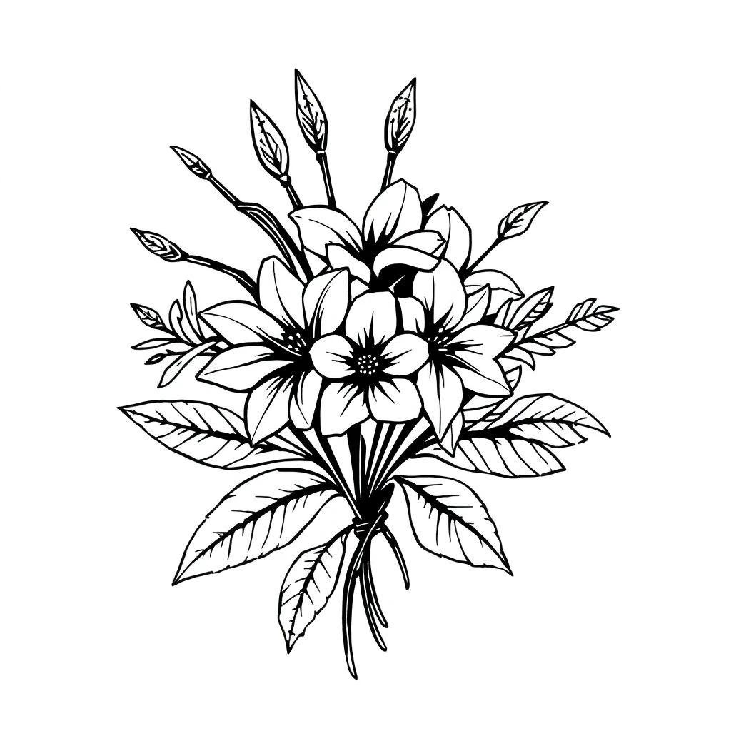 Tatouage fleur en style tribal, design généré par IA