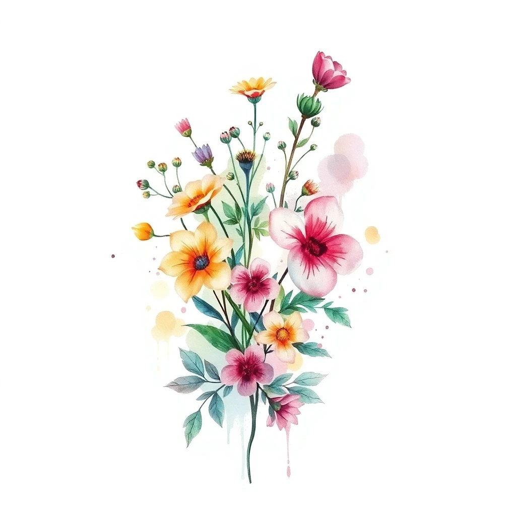 Tatouage fleur en style watercolor, design généré par IA