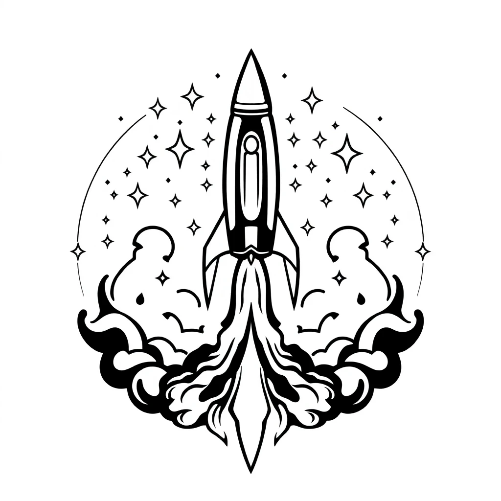 Tatouage fusee en style géométrique