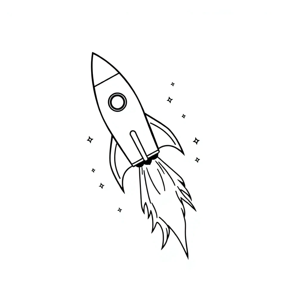 Tatouage fusee en style minimaliste