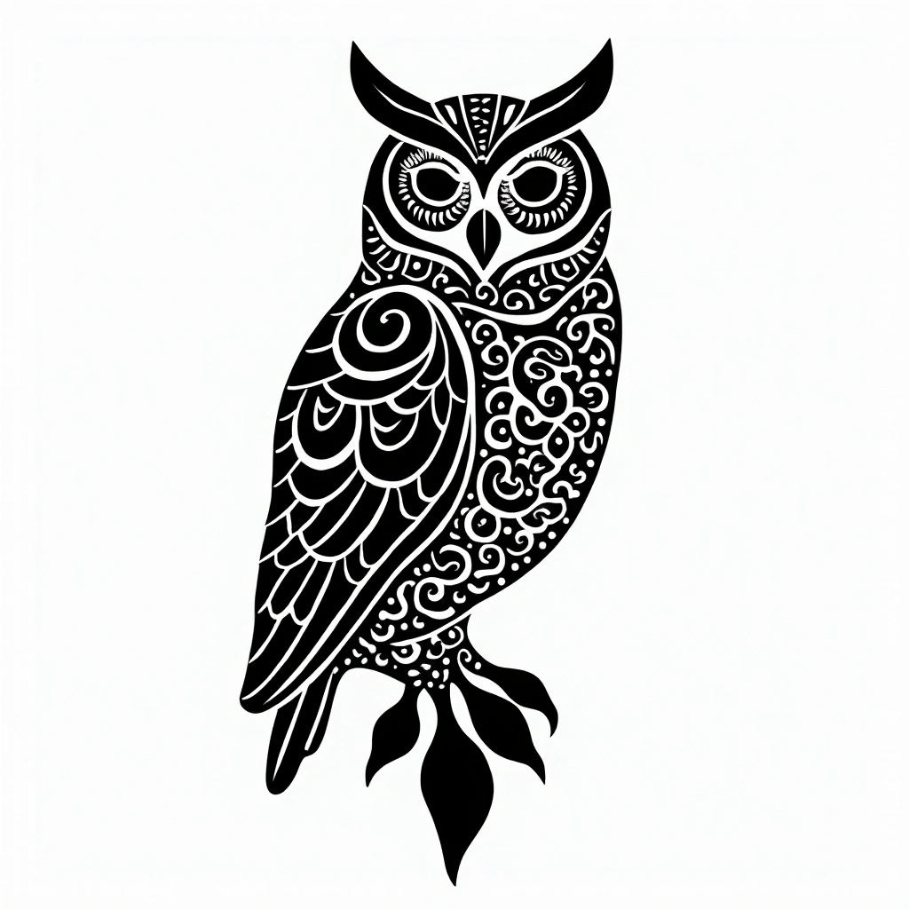 Tatouage hibou en style maori, design généré par IA