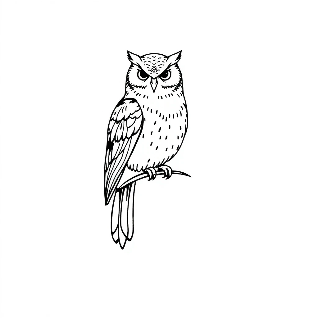 Tatouage chouette en style minimaliste