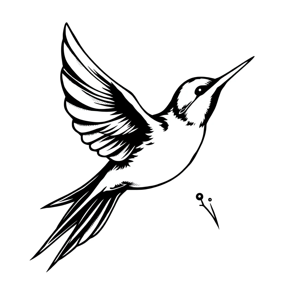 Tatouage hirondelle en style blackwork