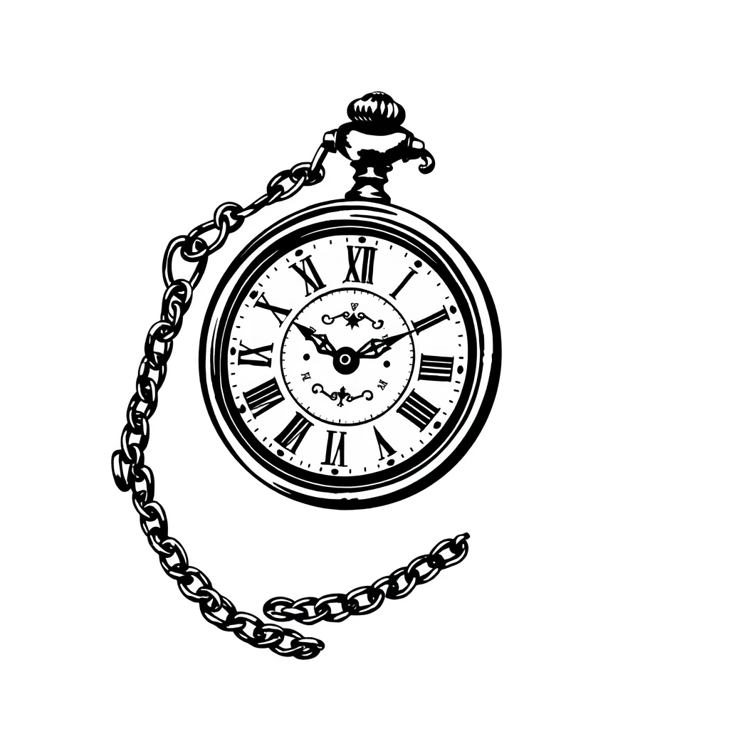 Idée de tatouage horloge en blackwork pour une manchette de bras