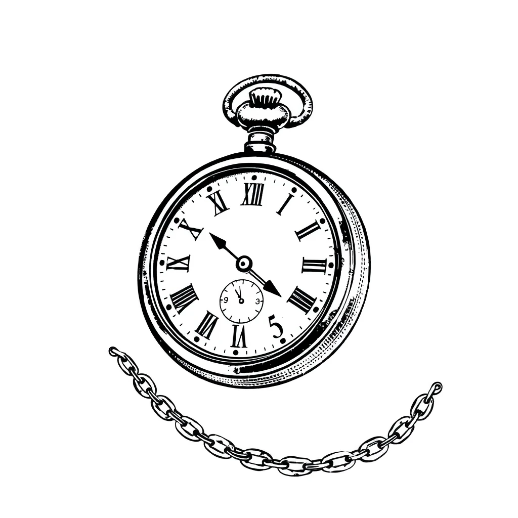 Tatouage horloge en style dotwork