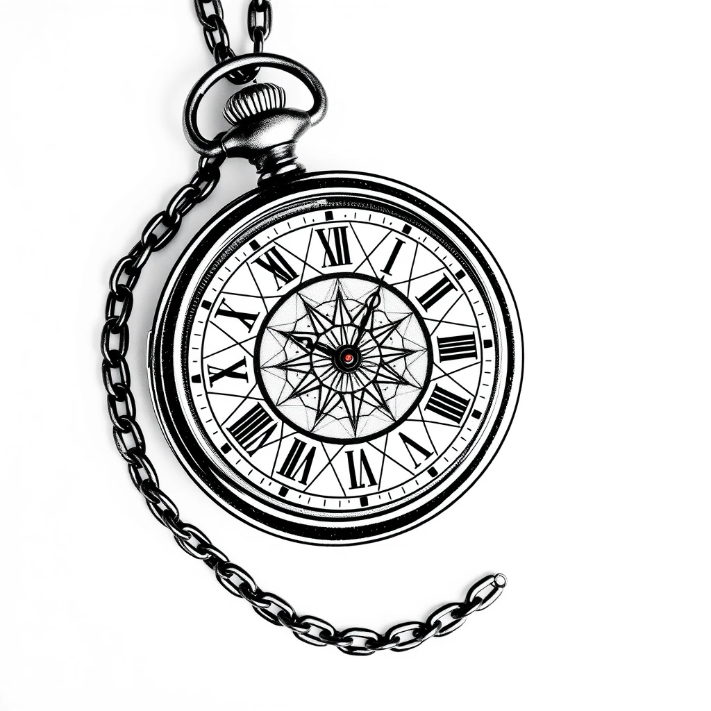 Tatouage horloge en style géométrique