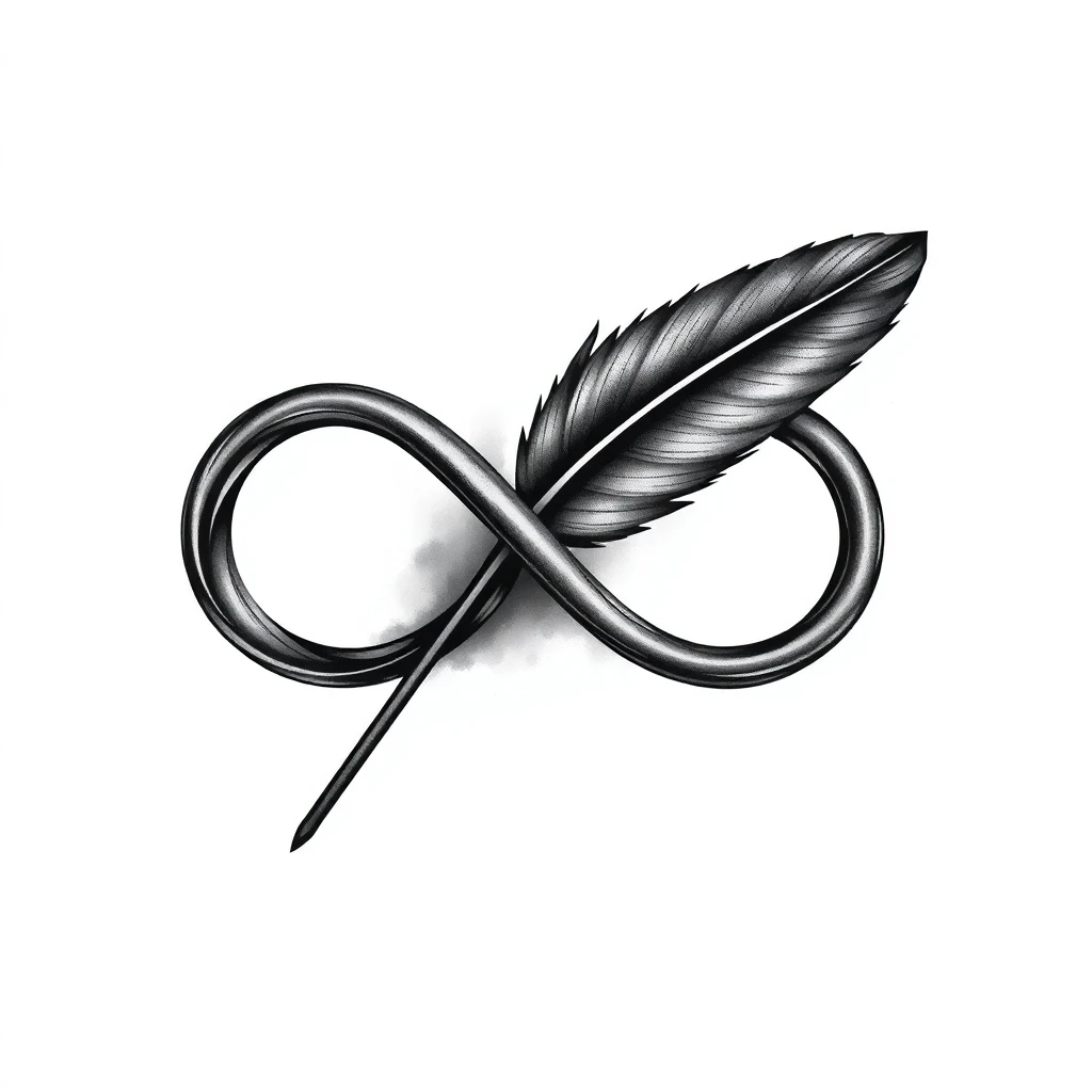 Tatouage symbole infini en style black and gray, design généré par IA