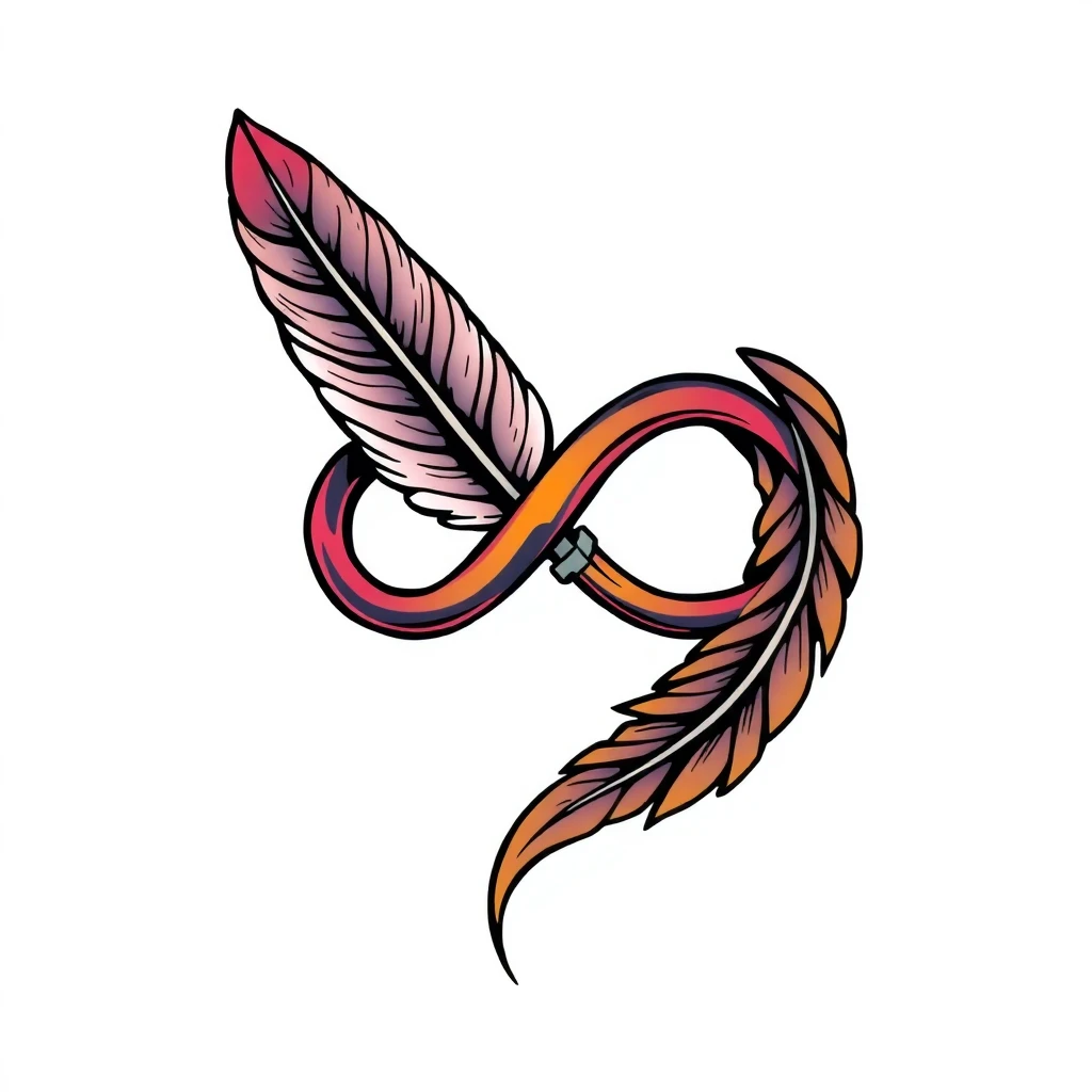 Tatouage symbole infini en style cartoon, design généré par IA