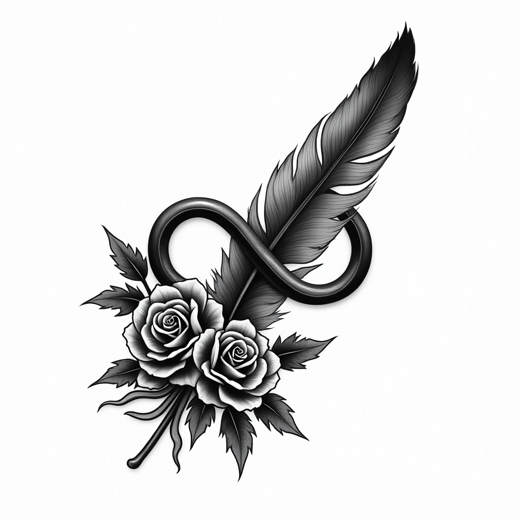 Tatouage symbole infini en style chicano, design généré par IA