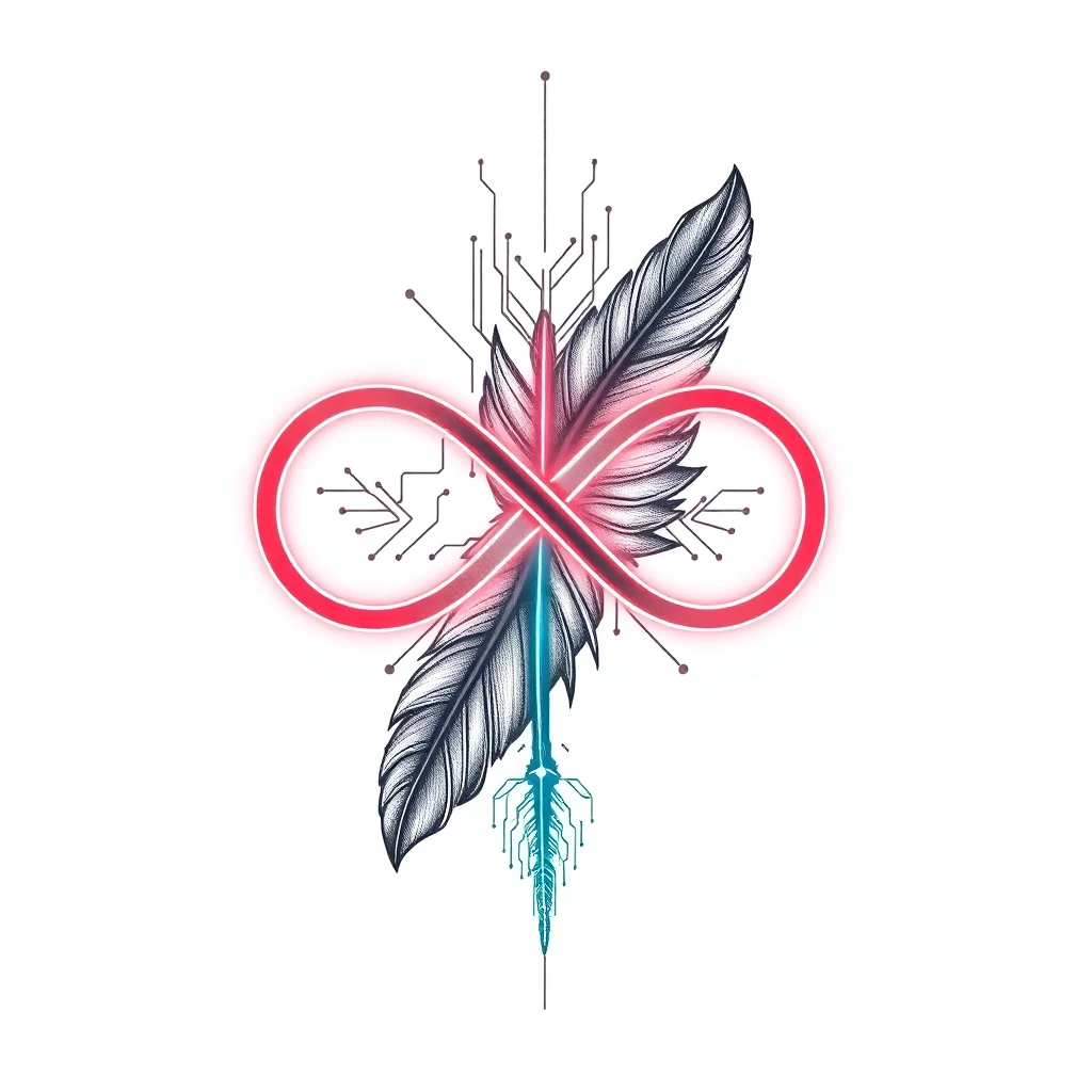 Tatouage symbole infini en style cyberpunk, design généré par IA