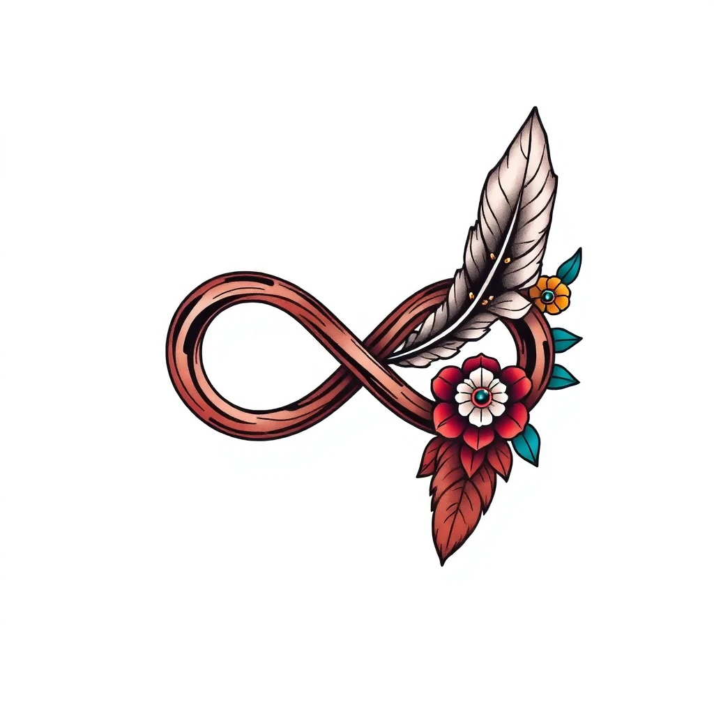 Tatouage symbole infini en style néo-traditionnel, design généré par IA