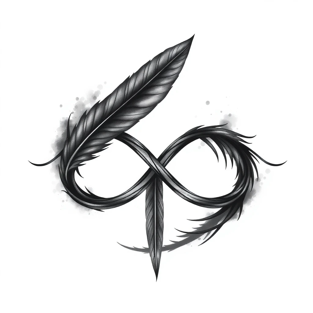 Tatouage symbole infini en style noir et blanc, design généré par IA