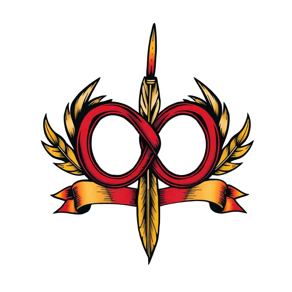 Tatouage symbole infini en style old school, design généré par IA