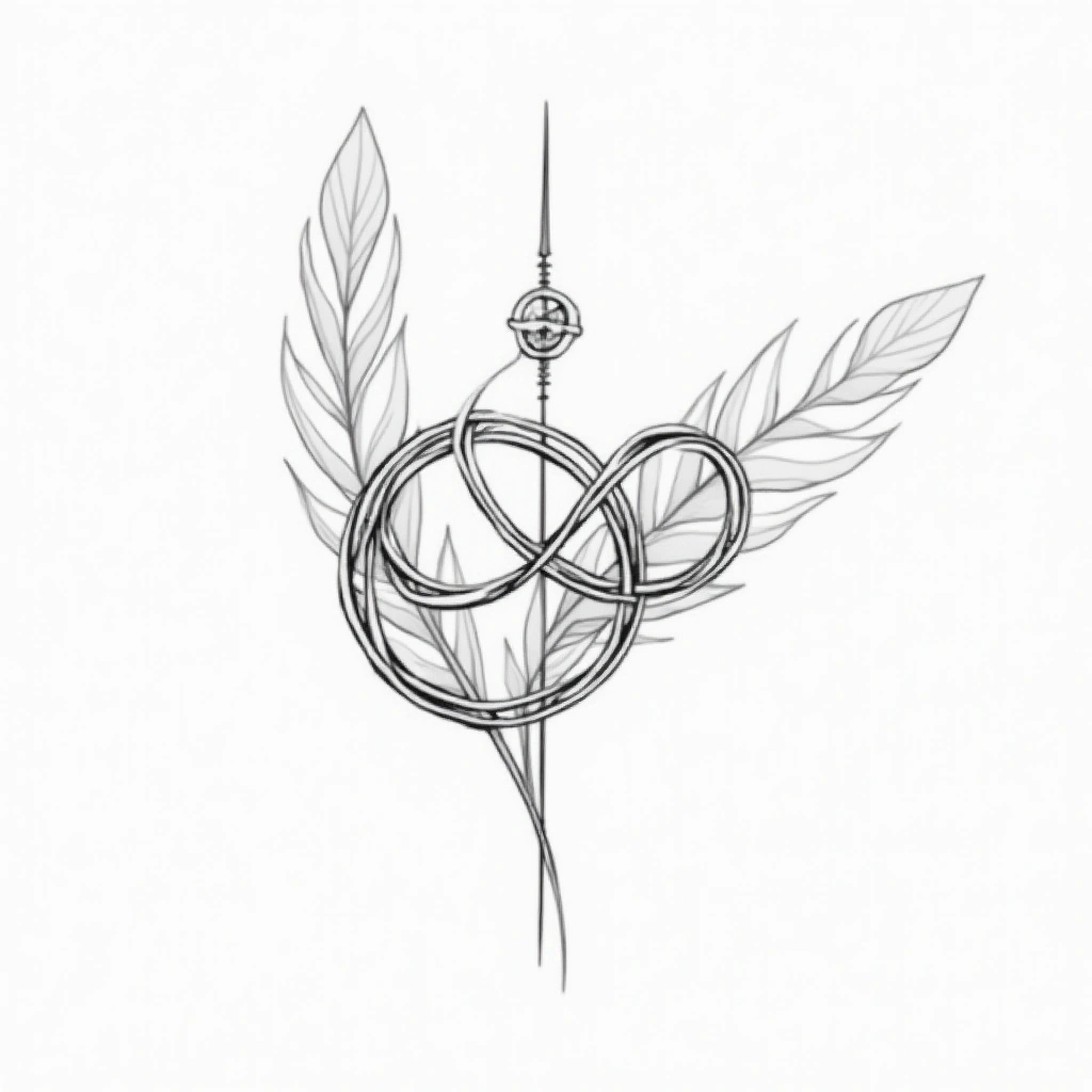 Tatouage symbole infini en style single needle, design généré par IA