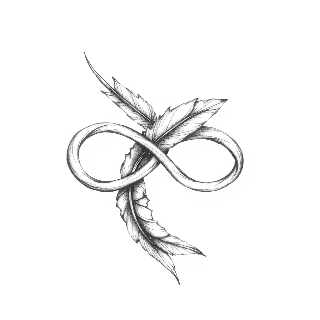 Tatouage symbole infini en style sketch, design généré par IA