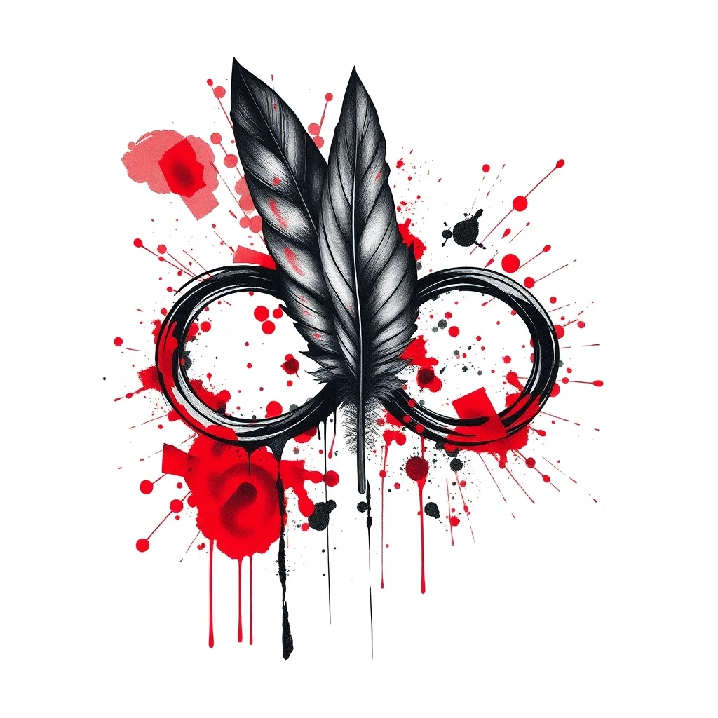 Tatouage symbole infini en style trash polka, design généré par IA