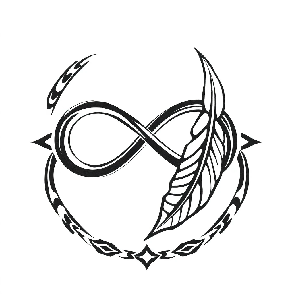 Tatouage symbole infini en style tribal, design généré par IA