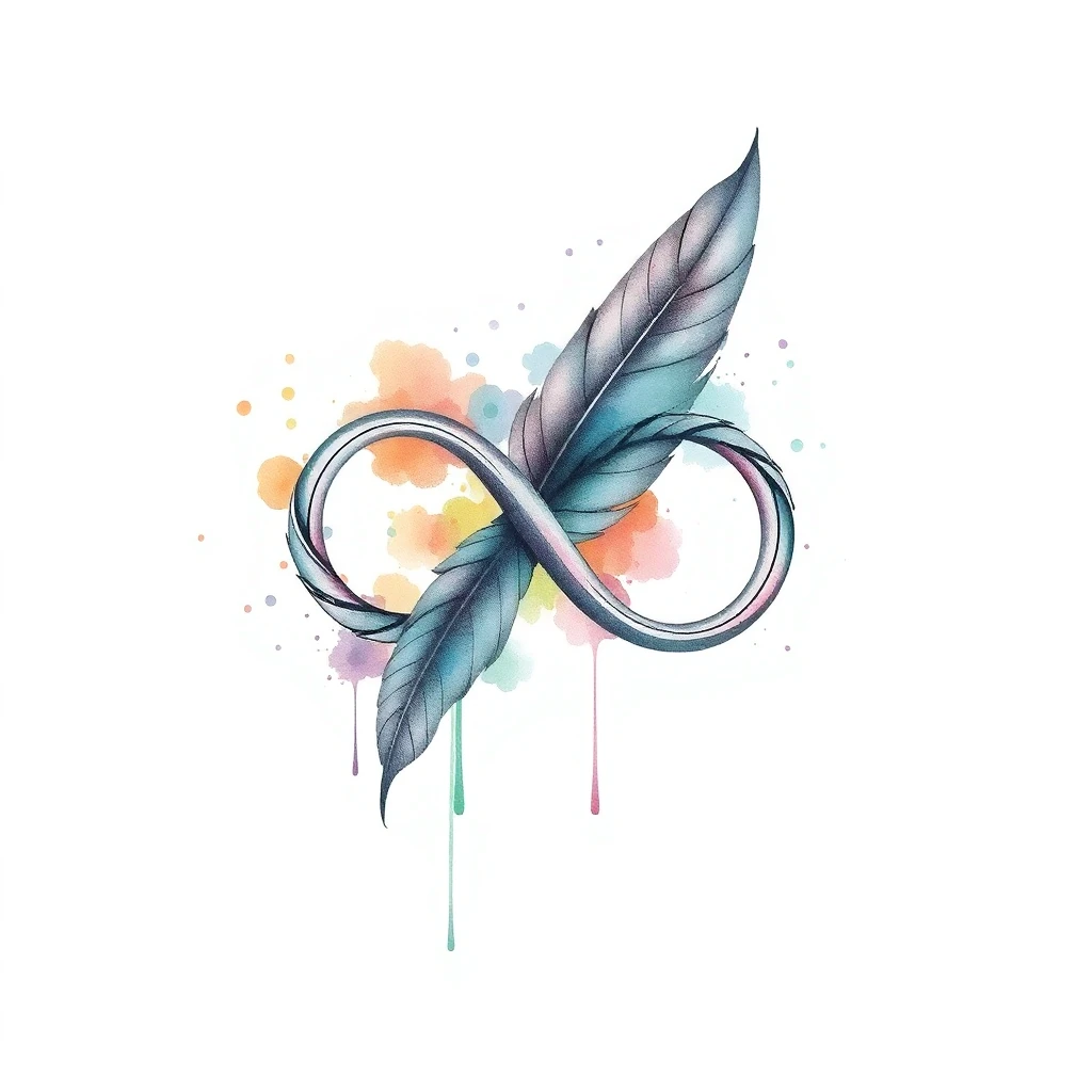 Tatouage symbole infini en style watercolor, design généré par IA