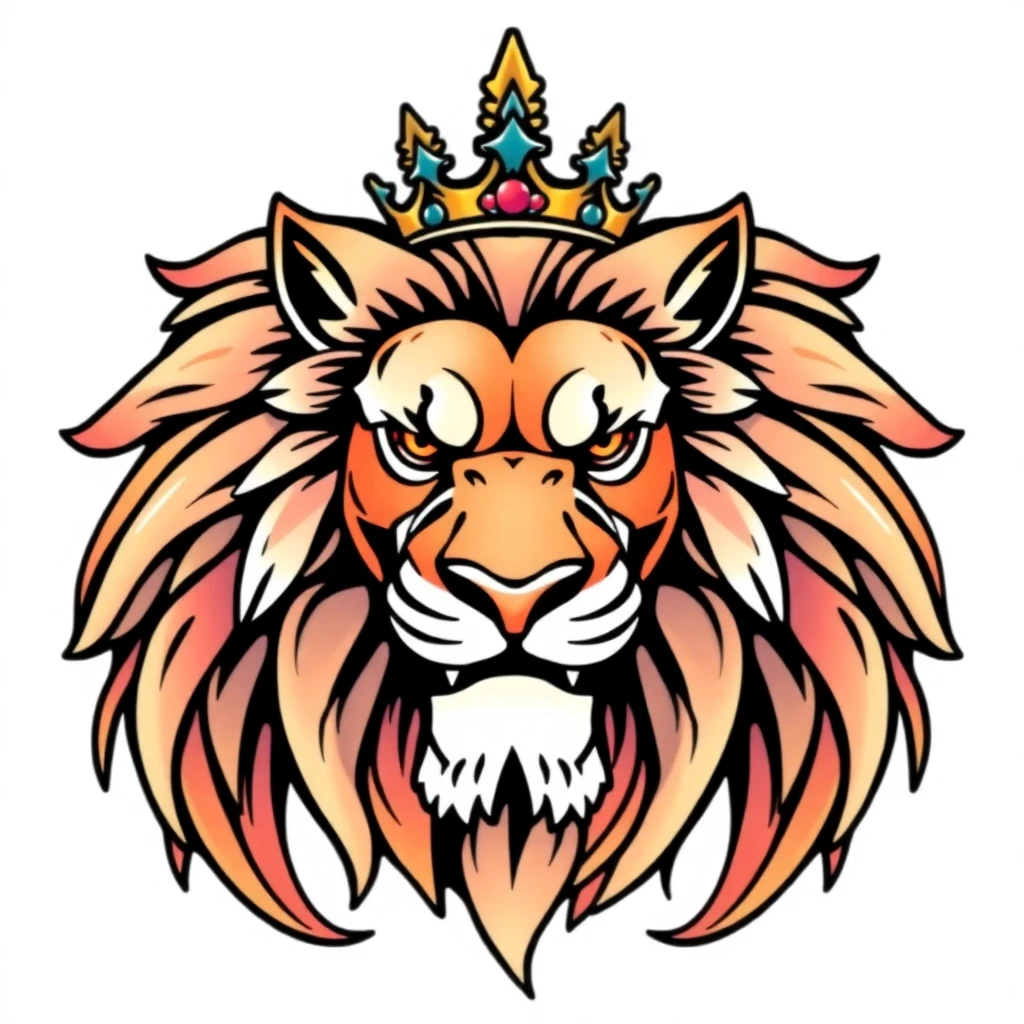 Tatouage lion en style anime, design généré par IA