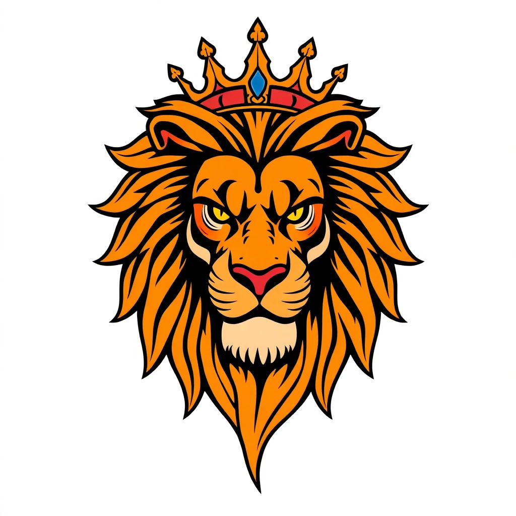 Tatouage lion en style cartoon, design généré par IA