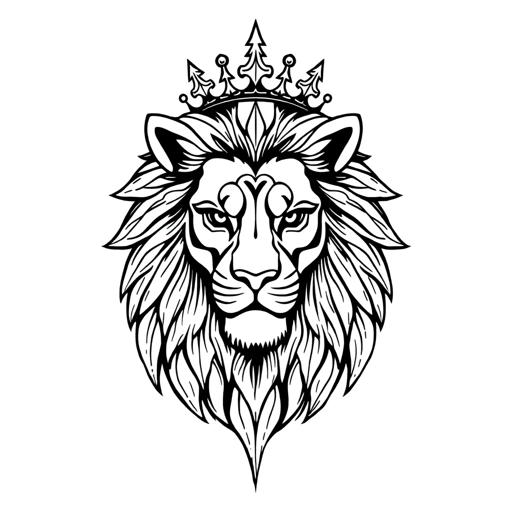 Tatouage lion en style dotwork, design noir et gris généré avec Tatua