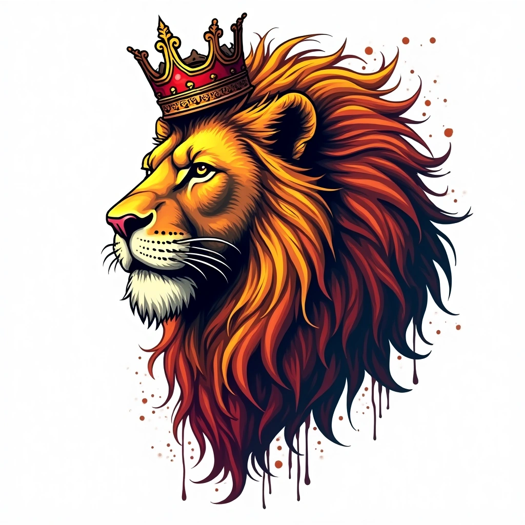 Tatouage lion en style graffiti, design généré par IA