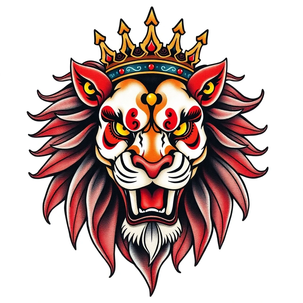 Tatouage lion en style japonais, design noir et gris généré avec Tatua