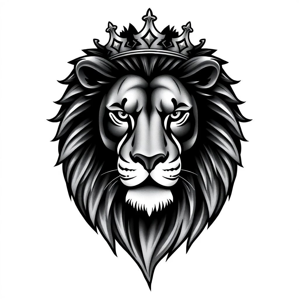 Tatouage lion en style noir et blanc, design généré par IA