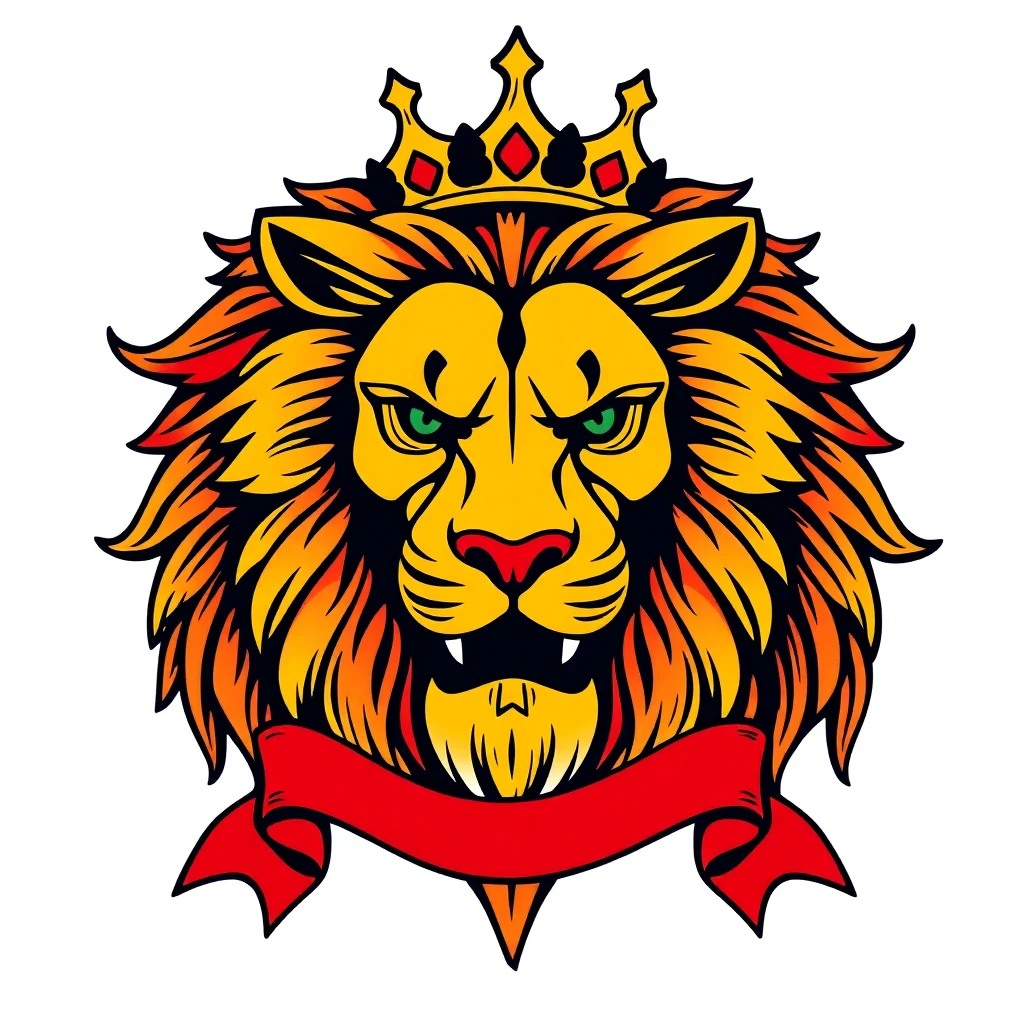 Tatouage lion en style old school, design généré par IA