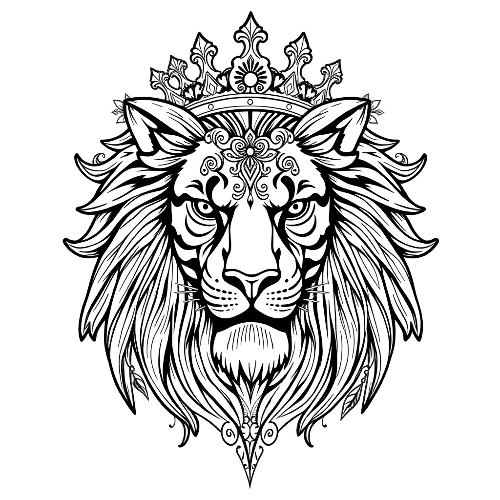 Tatouage lion en style ornemental, design généré par IA