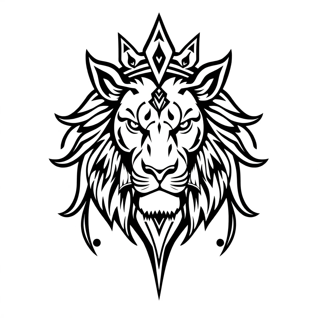 Tatouage lion en style tribal, design généré par IA
