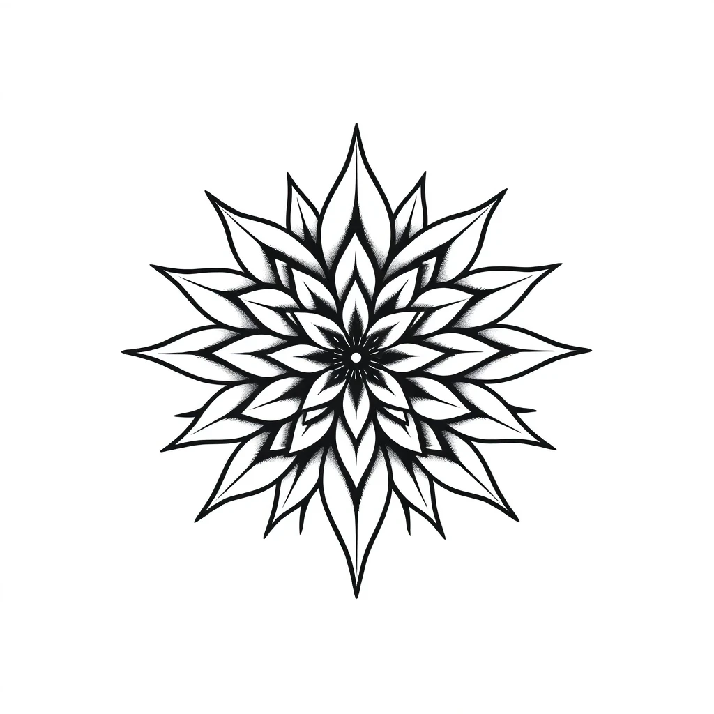 Tatouage lotus en style blackwork
