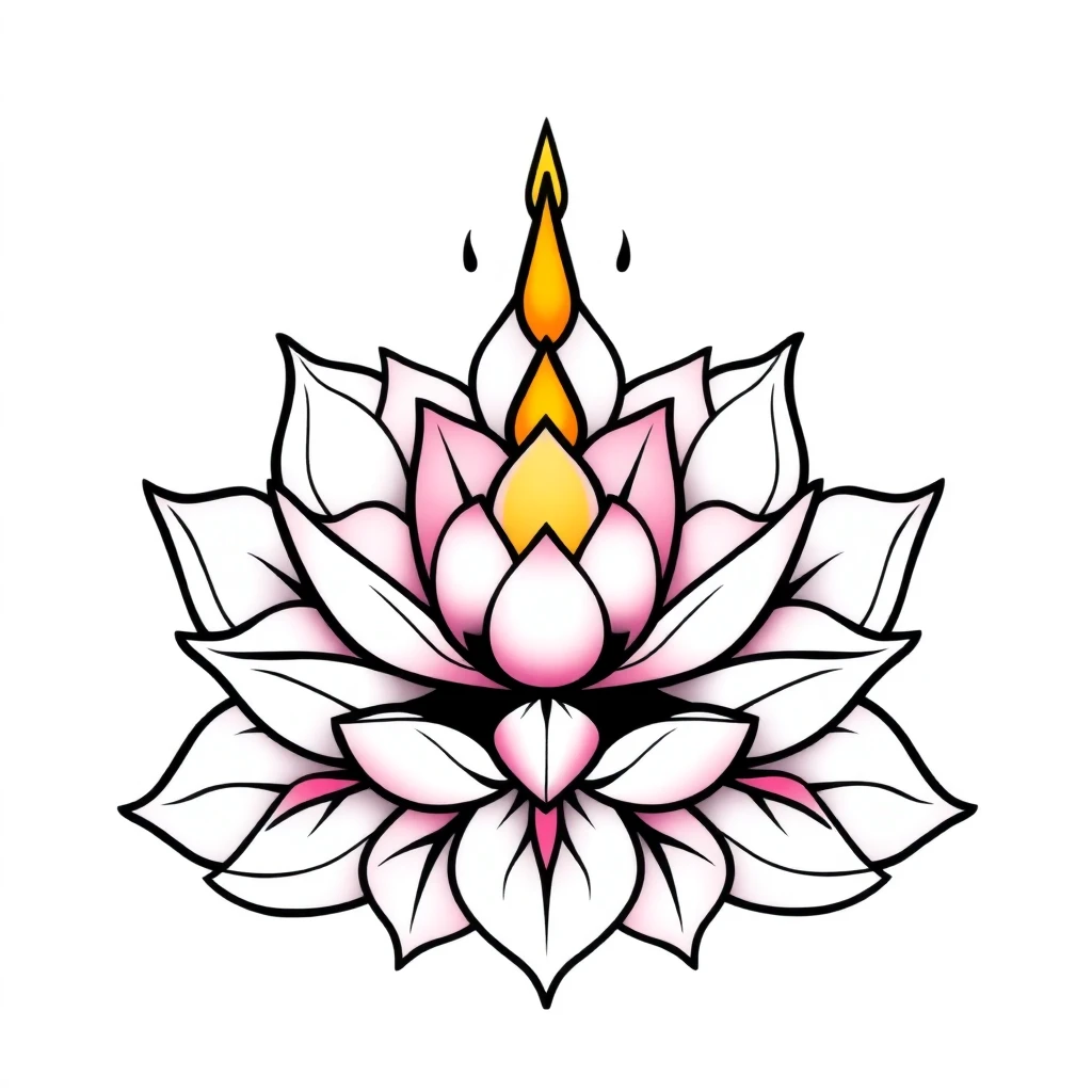 Tatouage fleur de lotus en style cartoon, design généré par IA