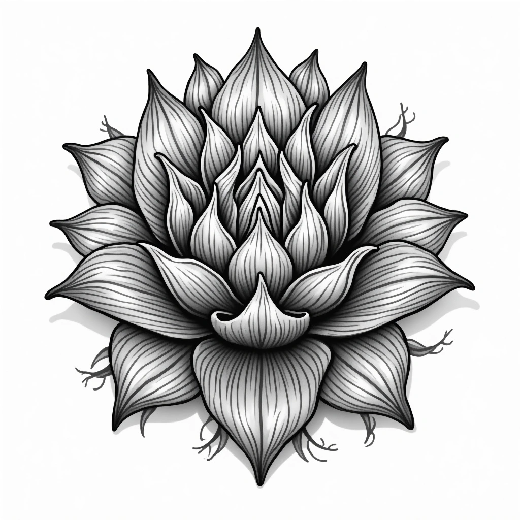 Tatouage fleur de lotus en style chicano, design généré par IA