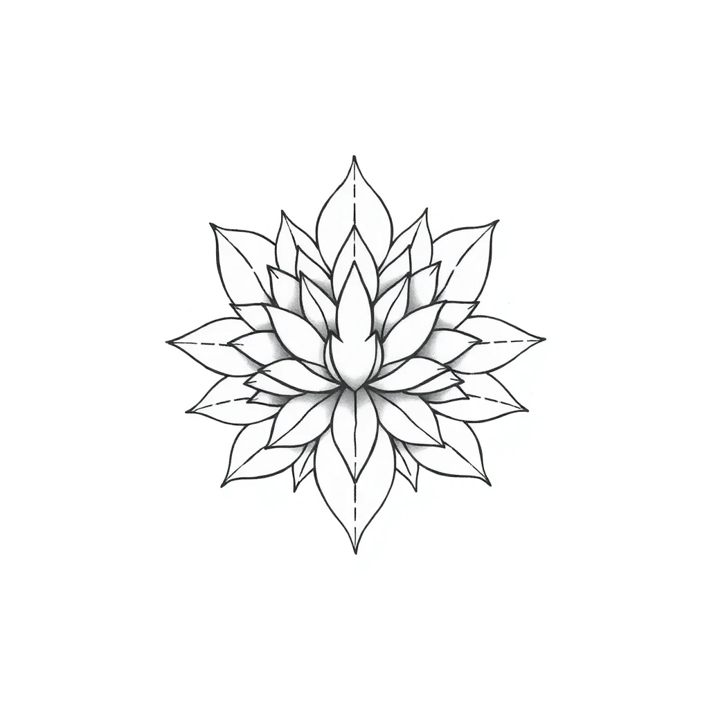 Tatouage fleur de lotus en style fineline, design généré par IA