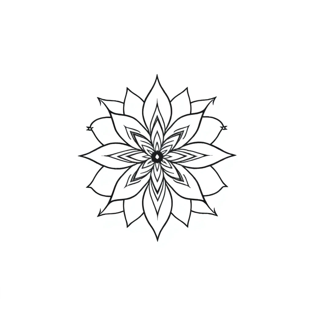 Tatouage lotus en style géométrique