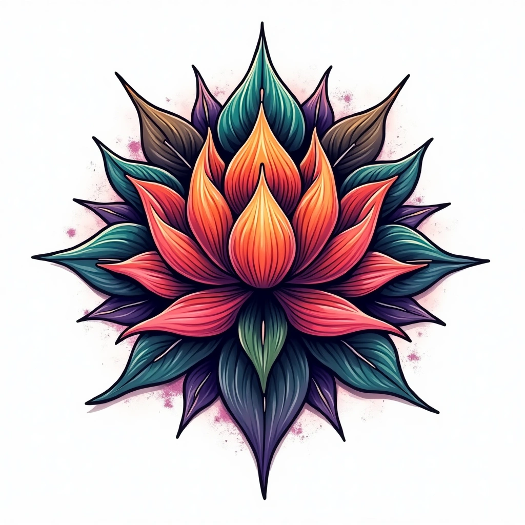 Tatouage fleur de lotus en style graffiti, design généré par IA