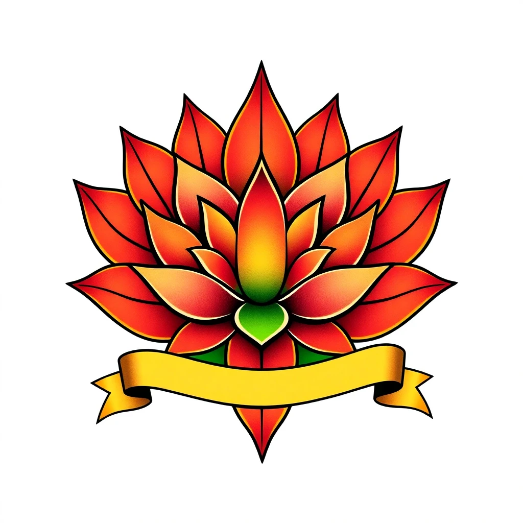 Tatouage fleur de lotus en style old school, design généré par IA