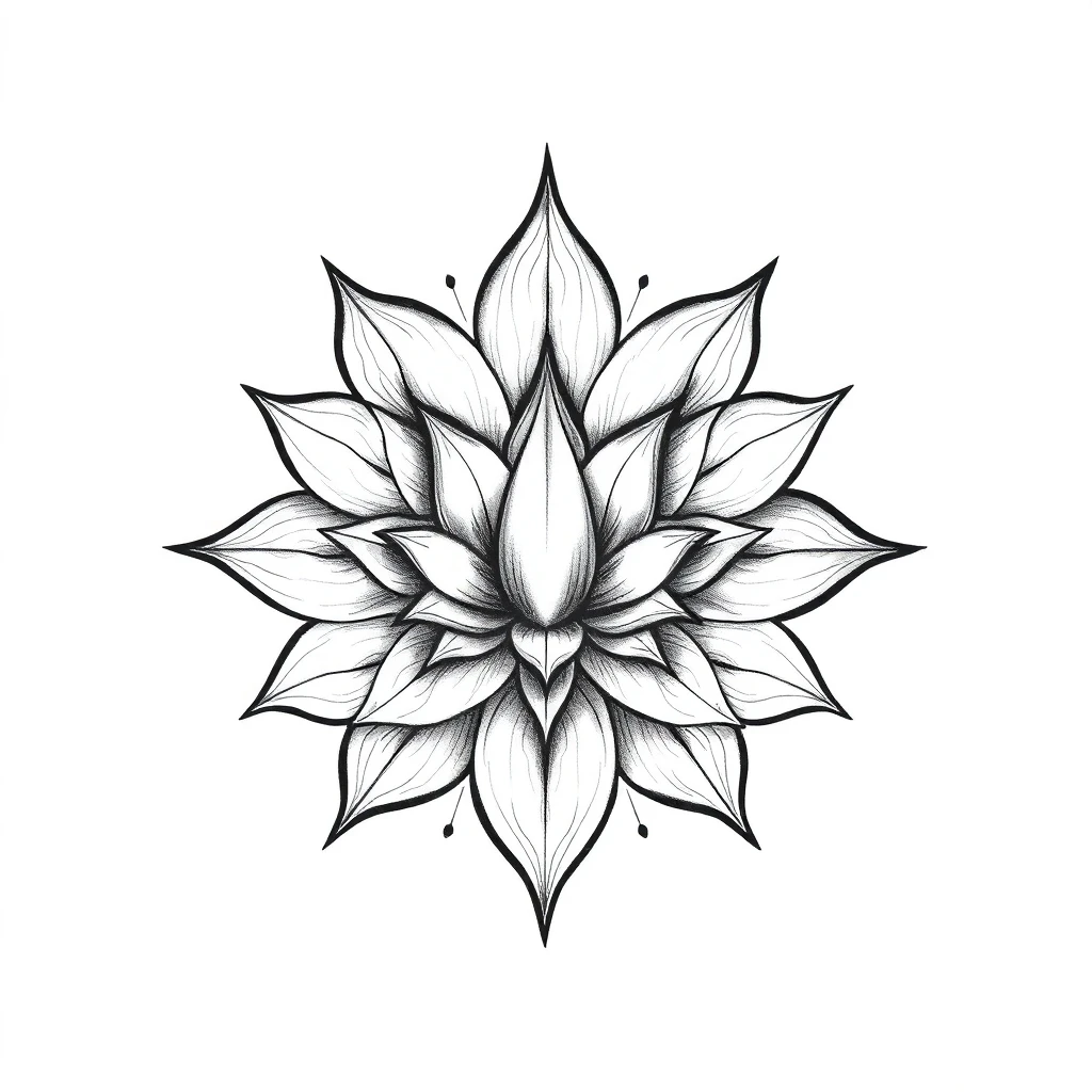 Tatouage fleur de lotus en style sketch, design généré par IA