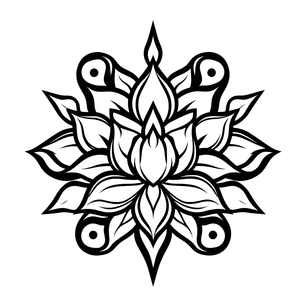 Tatouage fleur de lotus en style tribal, design généré par IA