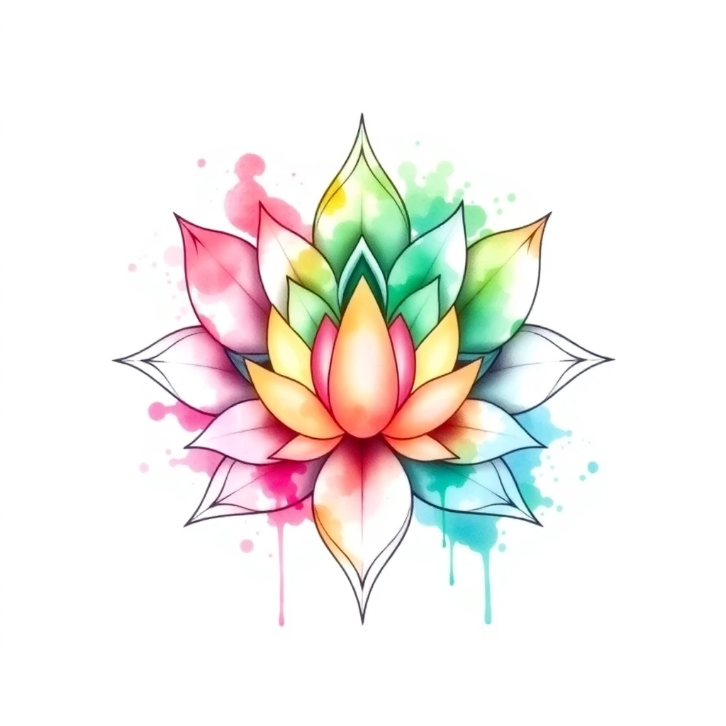 Tatouage fleur de lotus en style watercolor, design généré par IA