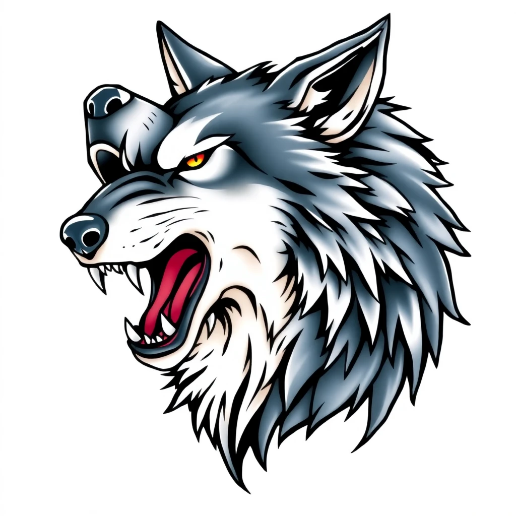 Tatouage loup en style anime, design généré par IA