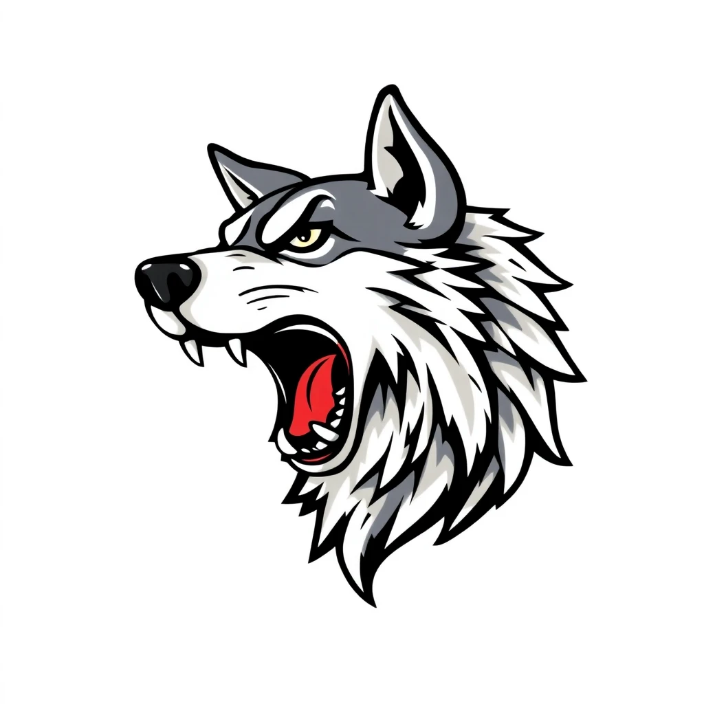 Tatouage loup en style cartoon, design généré par IA