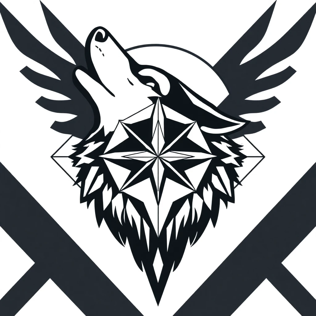 Exemple de design Tatua : loup géométrique