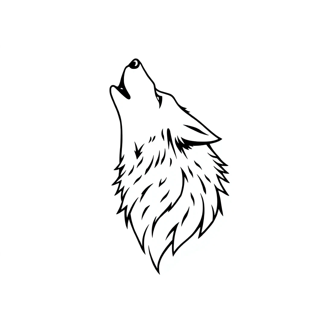 Tatouage loup en style minimaliste, design noir et gris généré avec Tatua