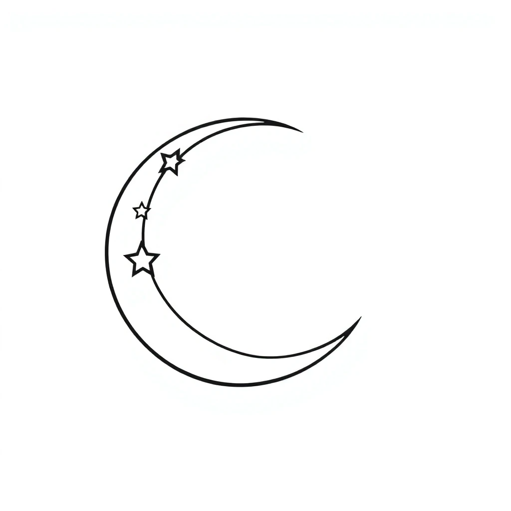 Tatouage lune en style blackwork, design noir et gris généré avec Tatua